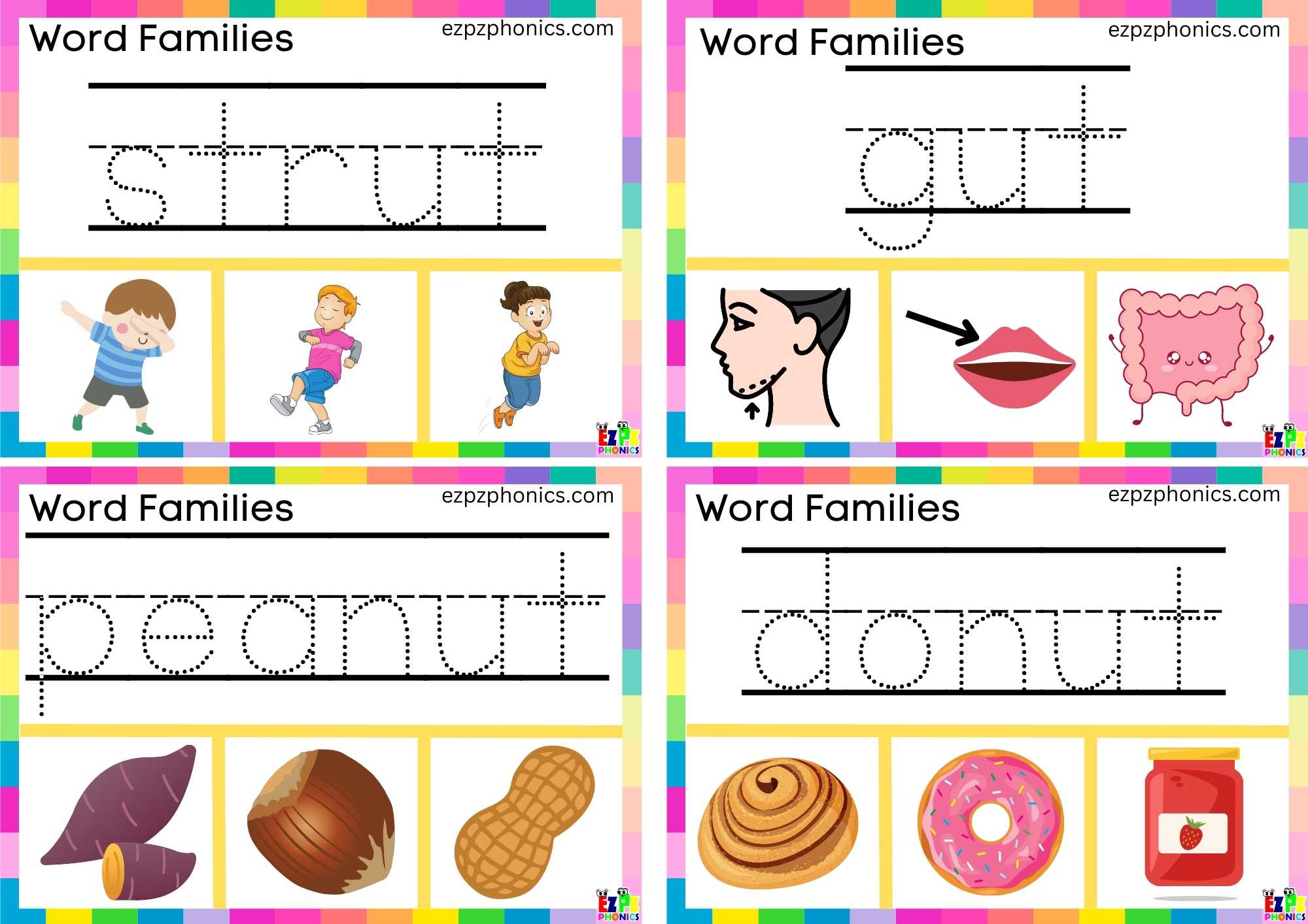 Write the word and clip the image Clip cards set 2 Word Family ut